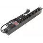 DELTA L19/7F Surge Protected Power Strip with 7 Schuko Sockets, 1.5m Cable, Black