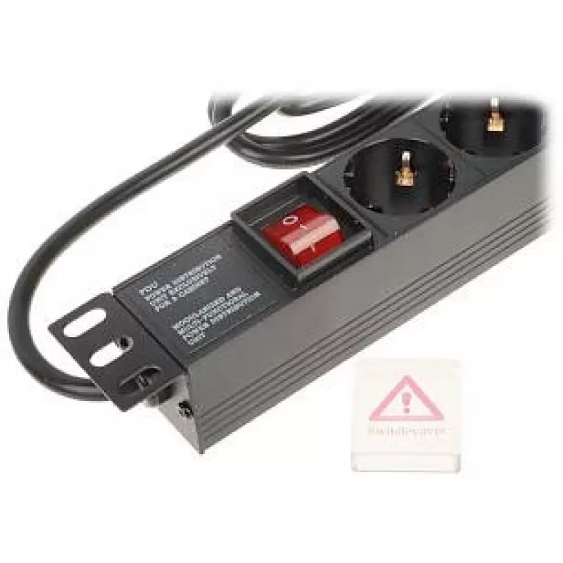 DELTA Power Strip 8 Schuko Sockets L19/8, 1.5m Cable, Black