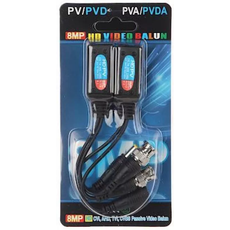DELTA TR-1RJ-HD Passive Video Balun Set (2 Units) - 8MP 4K HD-CVI/HD-TVI/AHD/CVBS, BNC to RJ45, Black