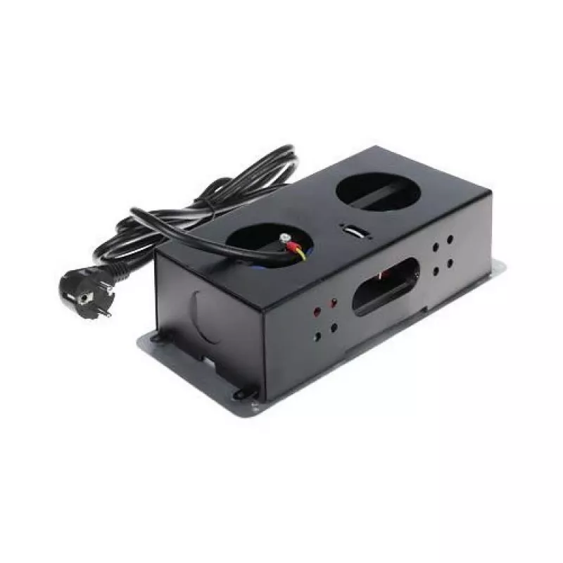 DELTA FPS-3S/CABLE Furniture Power Strip with 3 Sockets, 1.5m Cable, Black