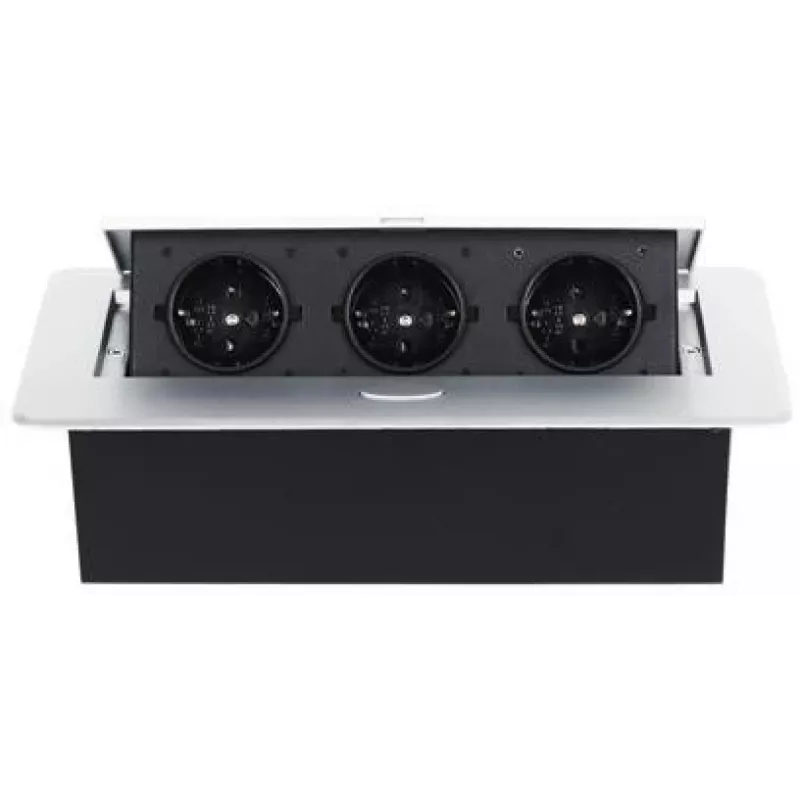 DELTA FPS-3S/CABLE Furniture Power Strip with 3 Sockets, 1.5m Cable, Black