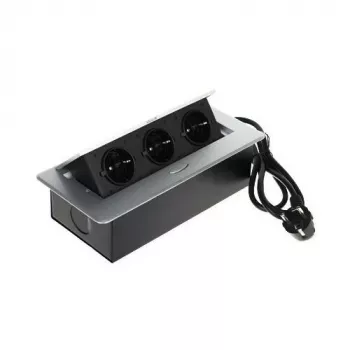 DELTA FPS-3S/CABLE Furniture Power Strip with 3 Sockets, 1.5m Cable, Black