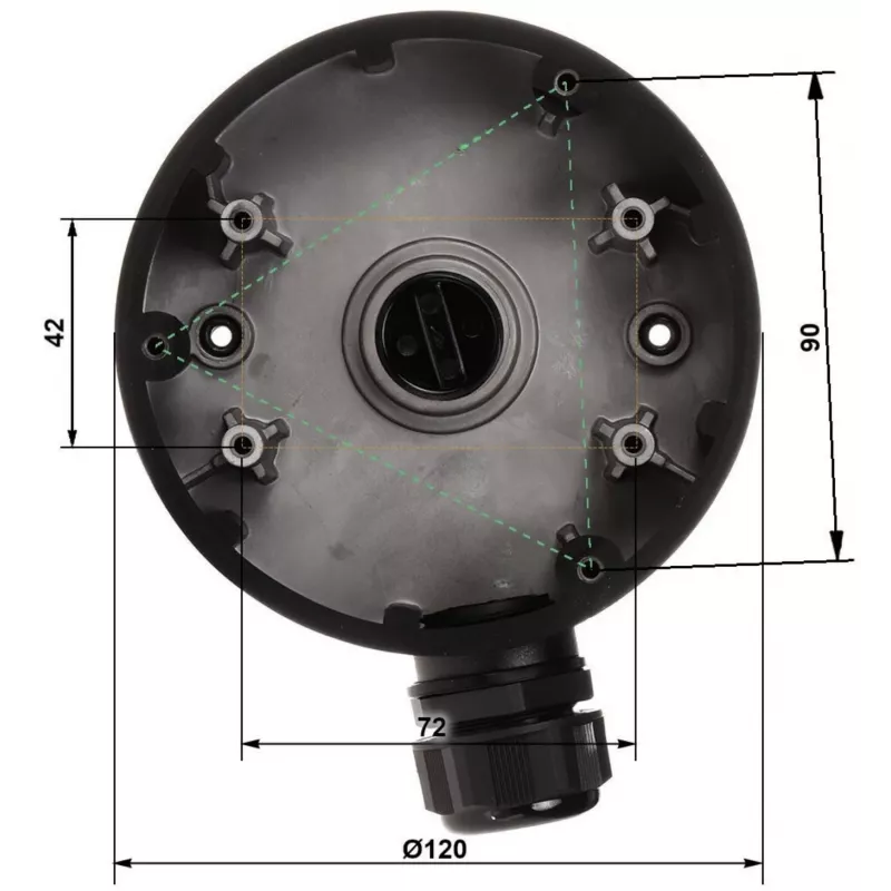DELTA STG-1280ZJ-DM46(BLACK) Junction Box / Camera Mount, Black, Aluminum Alloy