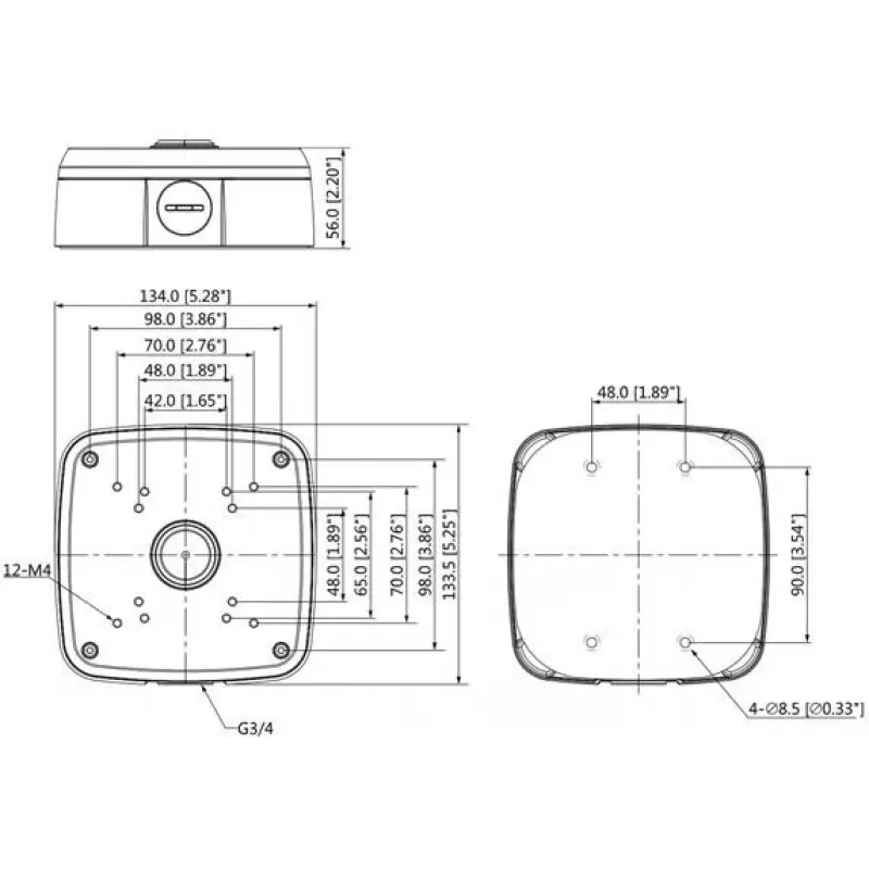 DELTA STG-PFA121(BLACK) Aluminum Camera Mount for Junction Box, Black, IP66