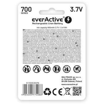 EVERACTIVE 16340 3.7V 700mAh Rechargeable Li-ion Battery with Protection Circuit (1 Piece)