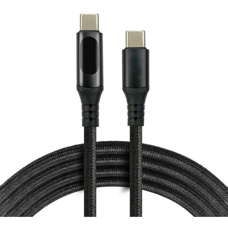 USB-C to USB-C Cable with LCD Power Display, 3m, 45W PD, Black