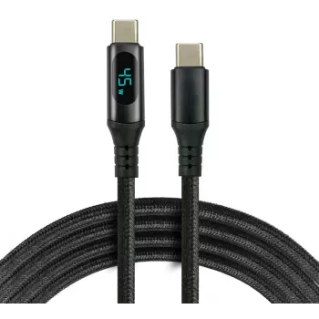 USB-C to USB-C Cable with LCD Power Display, 3m, 45W PD, Black