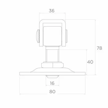 PSG Adjustable Gate Hinge 61.018.01 with Plate 80x80x3mm - M16 Thread (Galvanized Eye)