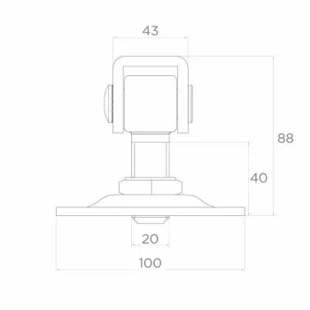 PSG Adjustable Weld-on Hinge 61.019.01 with Mounting Plate 100x100x4mm - M20 Thread (Galvanized Eye)