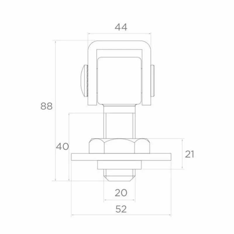 PSG 61.013.01 Weld-On Hinge - M20 Thread (Adjustable, Galvanized Eye)