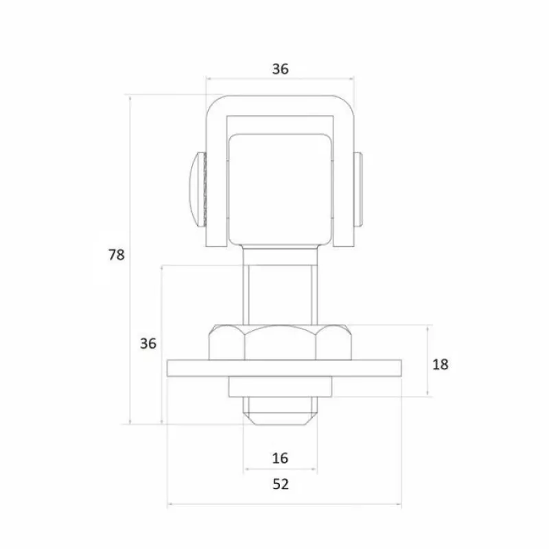 PSG 61.012.01 Weld-On Hinge - M16 Thread (Adjustable, Galvanized Eye)