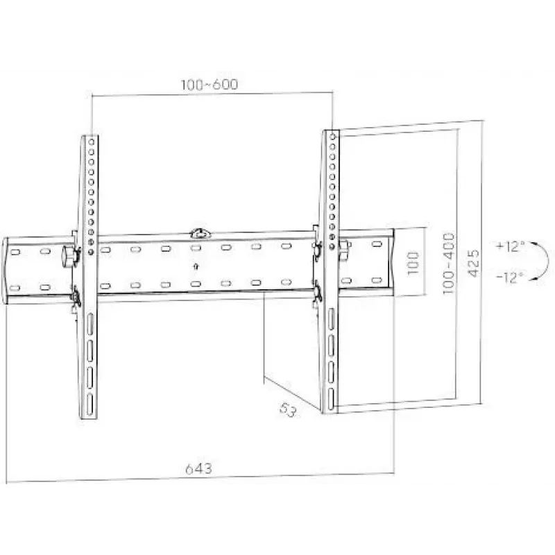 GETFORT GF-T3770-40 TV Wall Mount Tilting 37-70 inch 40 kg VESA 600x400 Black