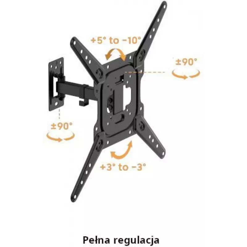 GETFORT GF-FM2365-30 Full-Motion TV Mount for LED/LCD 23-65 inch, 30kg, VESA 400x400, Black