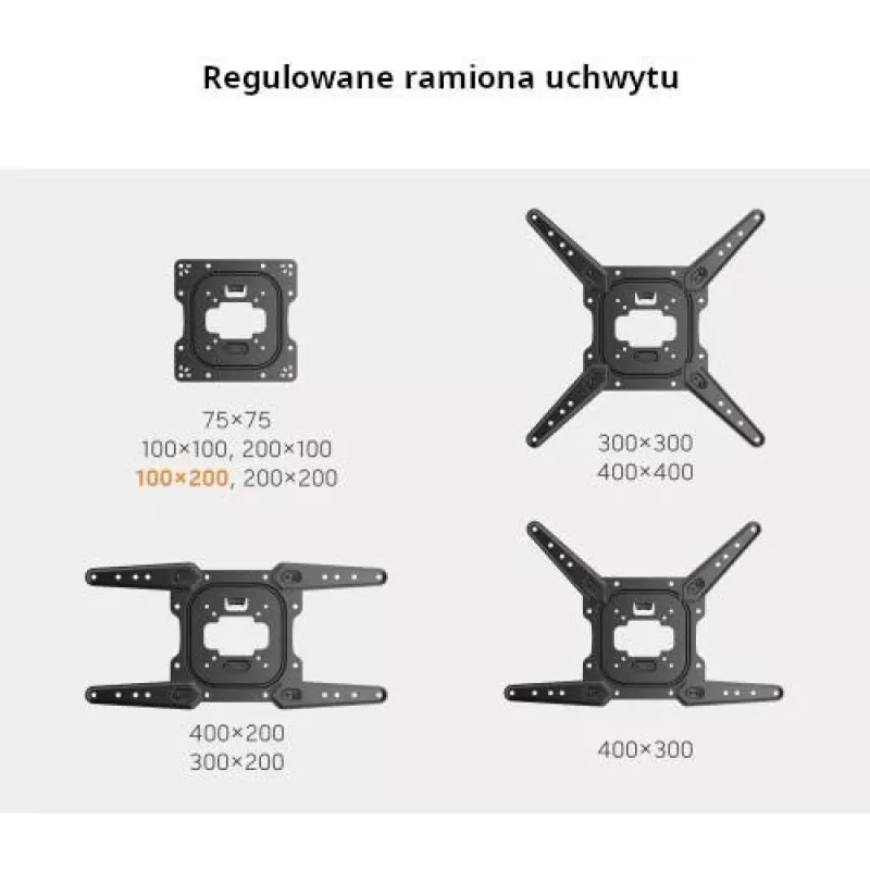GETFORT GF-FM2365-30 Full-Motion TV Mount for LED/LCD 23-65 inch, 30kg, VESA 400x400, Black