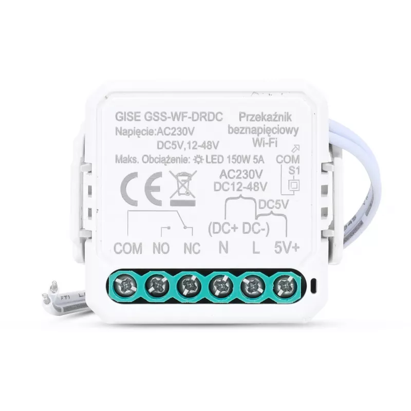 GISE Smart Single Potential-Free Low-Voltage WiFi Relay Module | Tuya | GSS-WF-DRDC