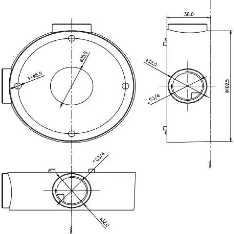 MITON MT-P1260 Surface Mounted Junction Box 120x60x50mm IP65 Light Grey