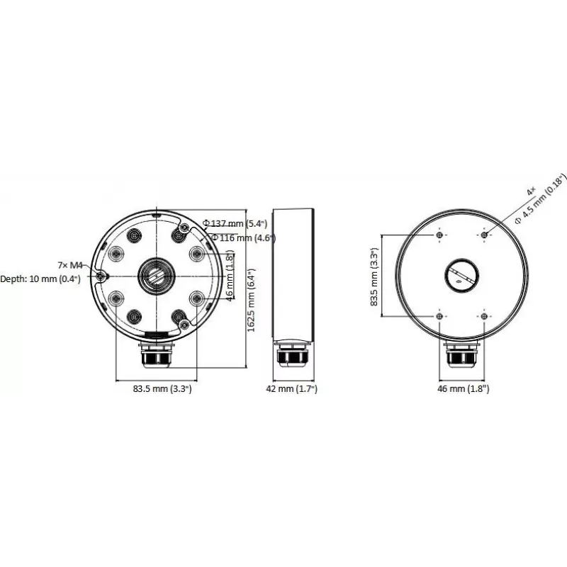 MITON MT-P1280-D21-B Surface-Mounted Junction Box, Grey (RAL 7035), IP65, IK07, ABS