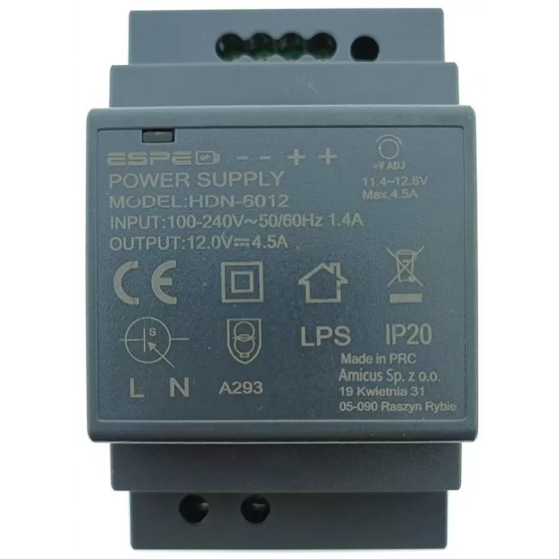 ESPE HDN-6012 DIN Rail Power Supply 12V 54W 4.5A