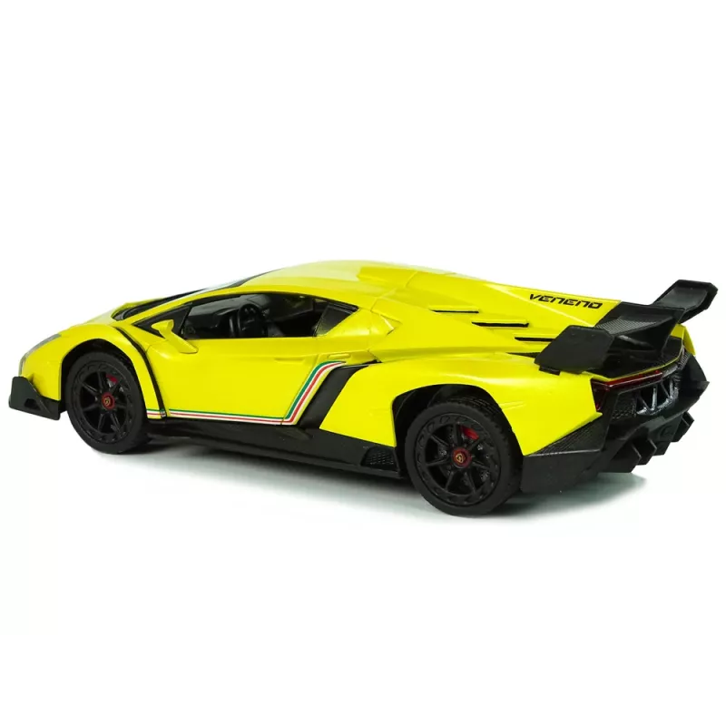LEAN TOYS Remote Controlled Lamborghini Veneno Yellow 2.4 GHz Steering Wheel RC Car with Sound and Lights