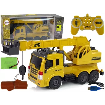 LEAN TOYS Remote Controlled Truck 1:20 Lift Crane Pilot 2.4G Sound Lights