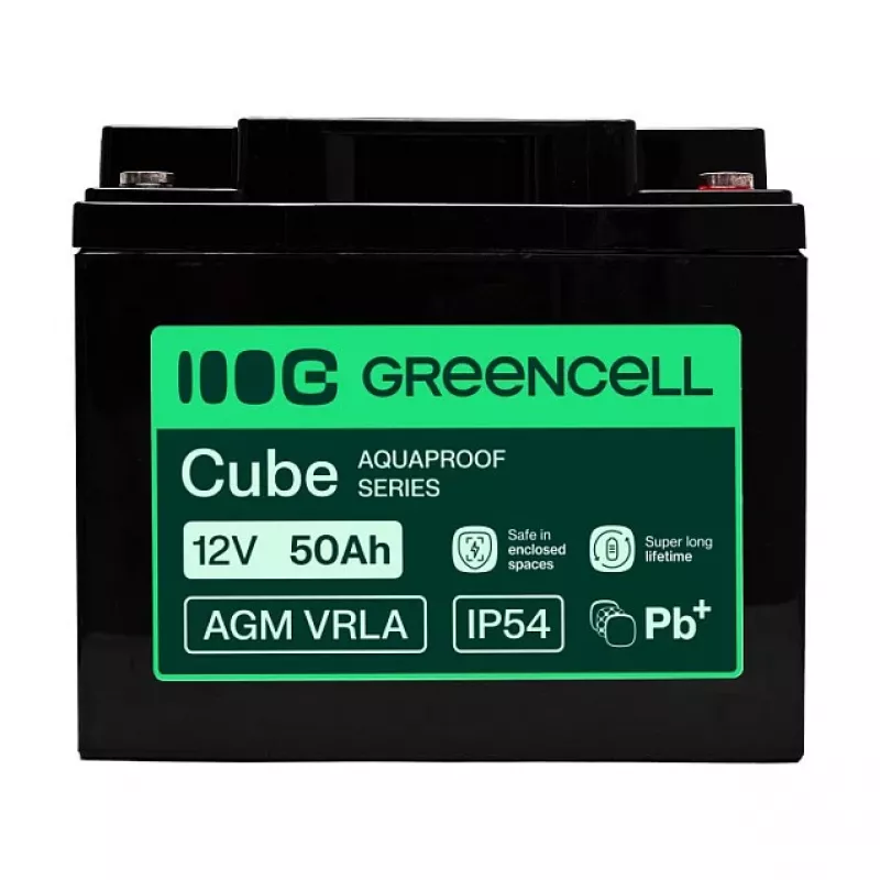 GREEN CELL AGM VRLA 12V 50Ah Maintenance-Free Battery for UPS, 197x166x170mm
