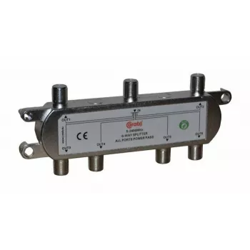 CORAB 6-Way TV/SAT Signal Splitter 5-2400 MHz with DC Power Pass