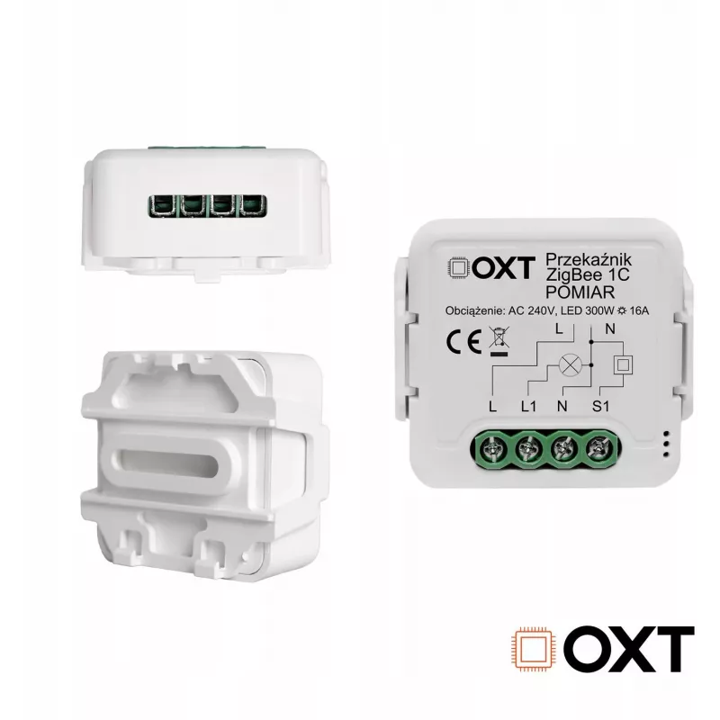 OXT T260P 1-Channel 16A Smart Relay Module with Power Monitoring, ZigBee 3.0, Tuya Compatible