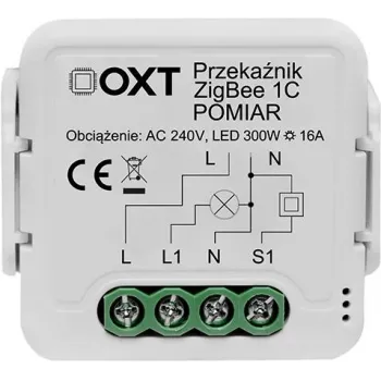 OXT T260P 1-Channel 16A Smart Relay Module with Power Monitoring, ZigBee 3.0, Tuya Compatible
