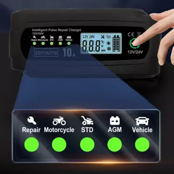 ZENWIRE JMD-10 Smart Car Battery Charger 12V 24V 10A with Repair Function