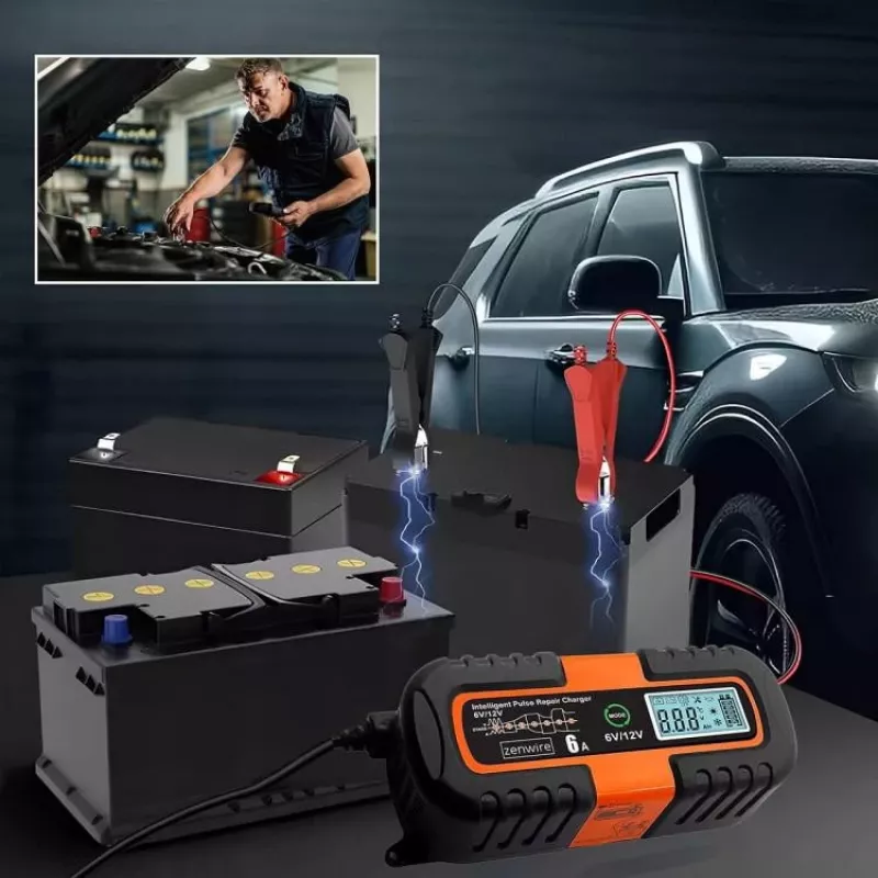 ZENWIRE JMD-6S 6V/12V 6A Smart Battery Charger with Repair Function for AGM GEL Lead-Acid Batteries
