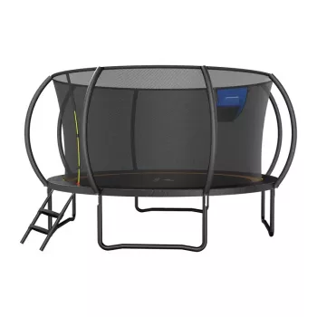 MERACH MR-2429B2 Trampoline, 3.6 m (12 ft) with Safety Net and Ladder, Black/Blue