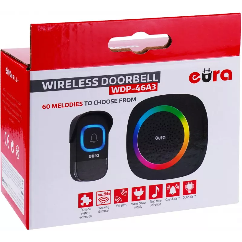 EURA WDP-46A3 Wireless Doorbell Kit Black