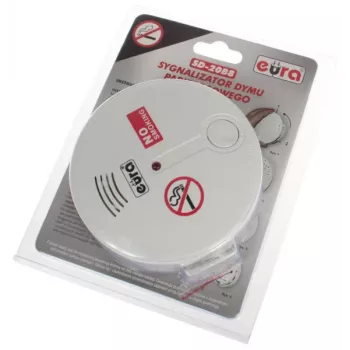 EURA SD-20B8 Photoelectric Smoke Detector, White, 9V Battery