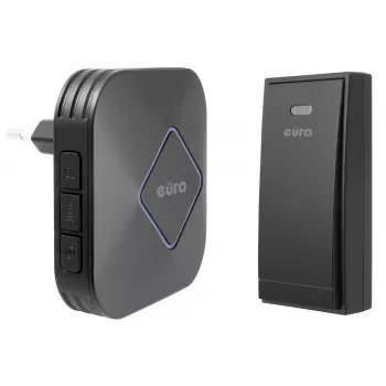 EURA WDP-83H2 JAZZ Wireless Doorbell Kit, Battery-Free Transmitter, Black