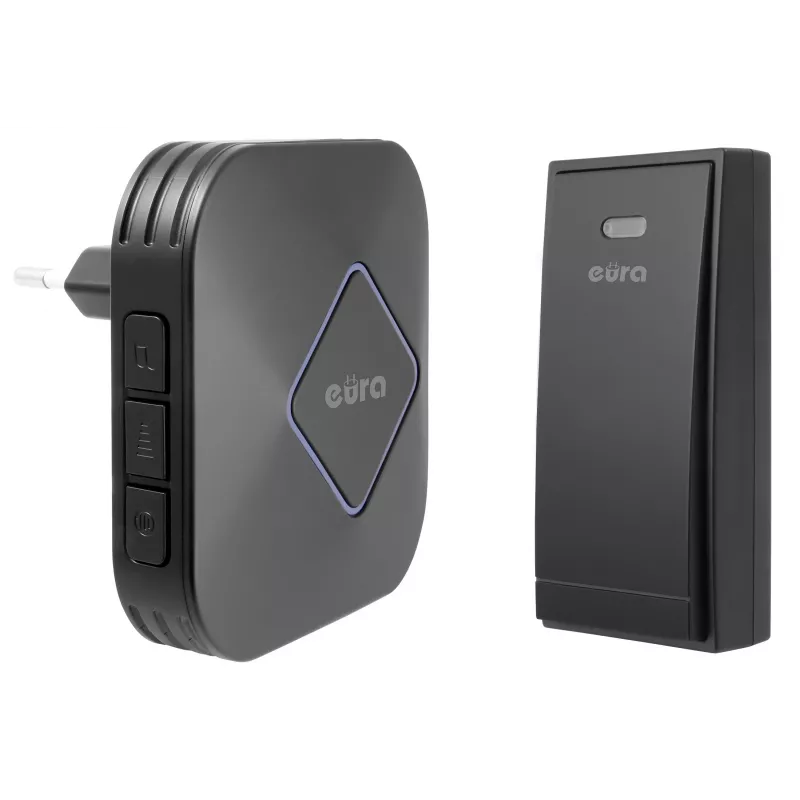 EURA WDP-83H2 JAZZ Wireless Doorbell Kit, Battery-Free Transmitter, Black