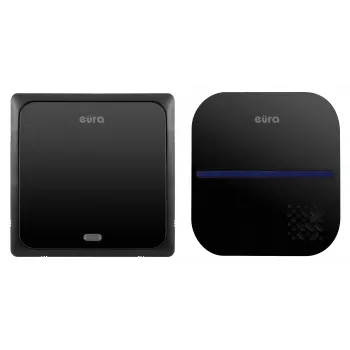 EURA WDP-84H2 BLUES Wireless Doorbell System - Battery-Free Transmitter, Black