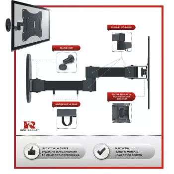 OPTICUM Flexi Twin Full-Motion TV Wall Mount for 17-42 inch Screens, Black, 25 kg Capacity