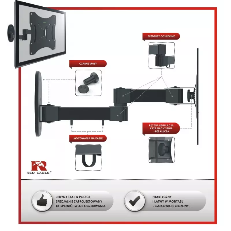 OPTICUM Flexi Twin Full-Motion TV Wall Mount for 17-42 inch Screens, Black, 25 kg Capacity