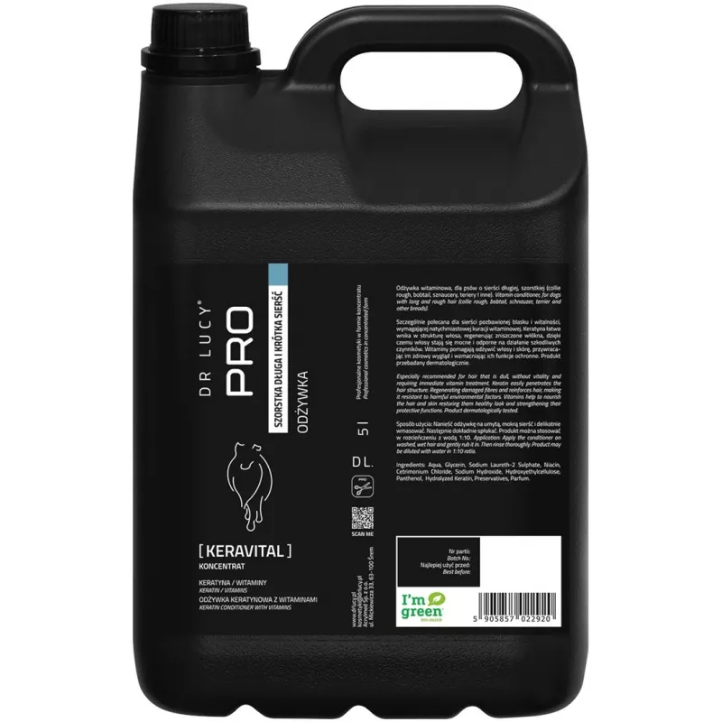 DR LUCY PRO KERAVITAL 5L Keratin and Vitamin Conditioner for Dogs with Long, Coarse Coats