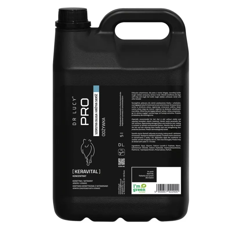 DR LUCY PRO KERAVITAL 5L Keratin and Vitamin Conditioner for Dogs with Long, Coarse Coats