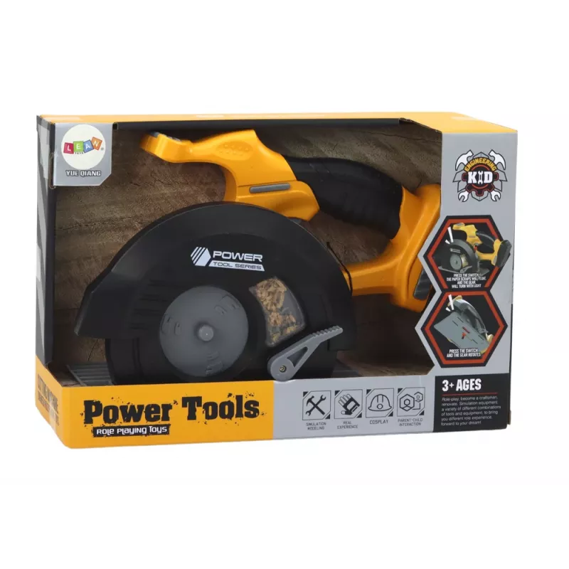 LEAN TOYS Toy Circular Saw Tool Yellow Sounds
