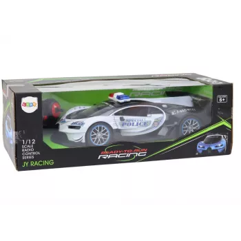 LEAN TOYS Remote Controlled RC Police Car in 1:12 Scale White