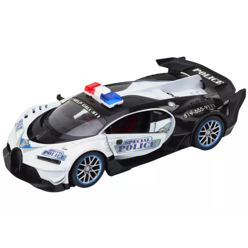 LEAN TOYS Remote Controlled RC Police Car in 1:12 Scale White