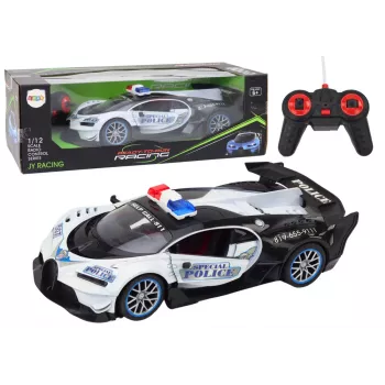 LEAN TOYS Remote Controlled RC Police Car in 1:12 Scale White