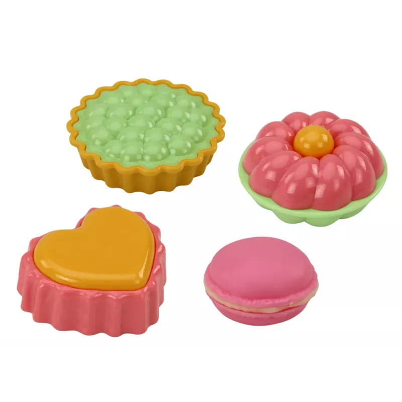 LEAN TOYS Tea Set in a Suitcase - 15-Piece Tin Tableware Set with Cups, Plates, Cake Stand, and Serving Tray - Pink, Blue, White Floral Design - Portable Role-Play Toy for Kids 3+