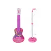 LEAN TOYS Electric Guitar Stand Kit with Microphone Battery Operated Pink