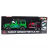 LEAN TOYS Off-road Vehicle Set with Tow Truck and Motorcycle Lights and Sounds Green