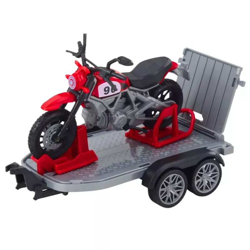 LEAN TOYS Off-road Vehicle Set with Tow Truck and Motorcycle Lights and Sounds Green