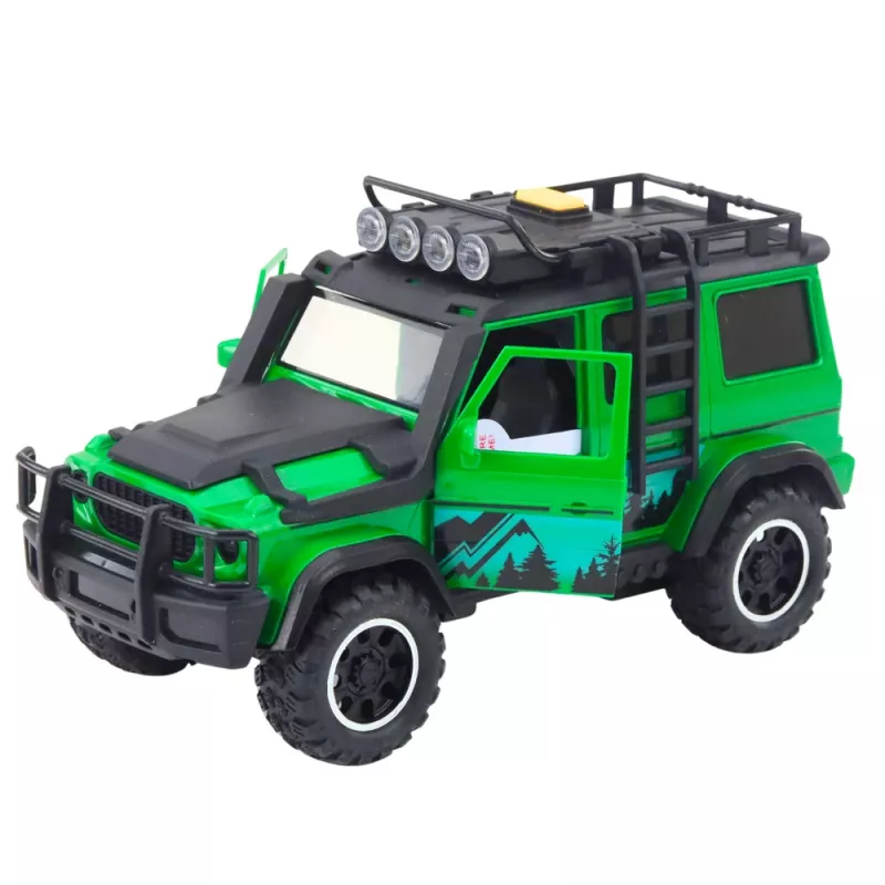 LEAN TOYS Off-road Vehicle Set with Tow Truck and Motorcycle Lights and Sounds Green