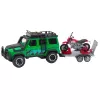 LEAN TOYS Off-road Vehicle Set with Tow Truck and Motorcycle Lights and Sounds Green